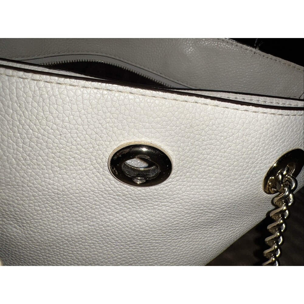 Coach Turnlock Chain Handle Cream Color Purse Tote 27 - Picture 10 of 15